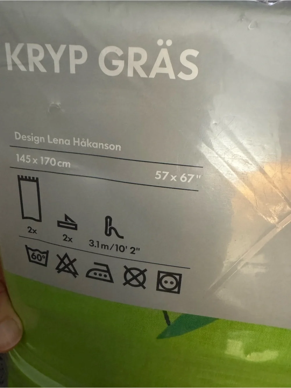 New in Package Vtg IKEA Kryp Gras 2 Curtains Green Cotton Kid’s Room 57”x67”